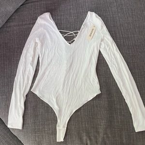 GARAGE back lace up bodysuit - snow white, size M